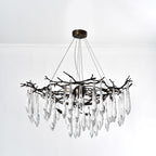 Dawn Teardrop Branch Brass Round Chandelier
