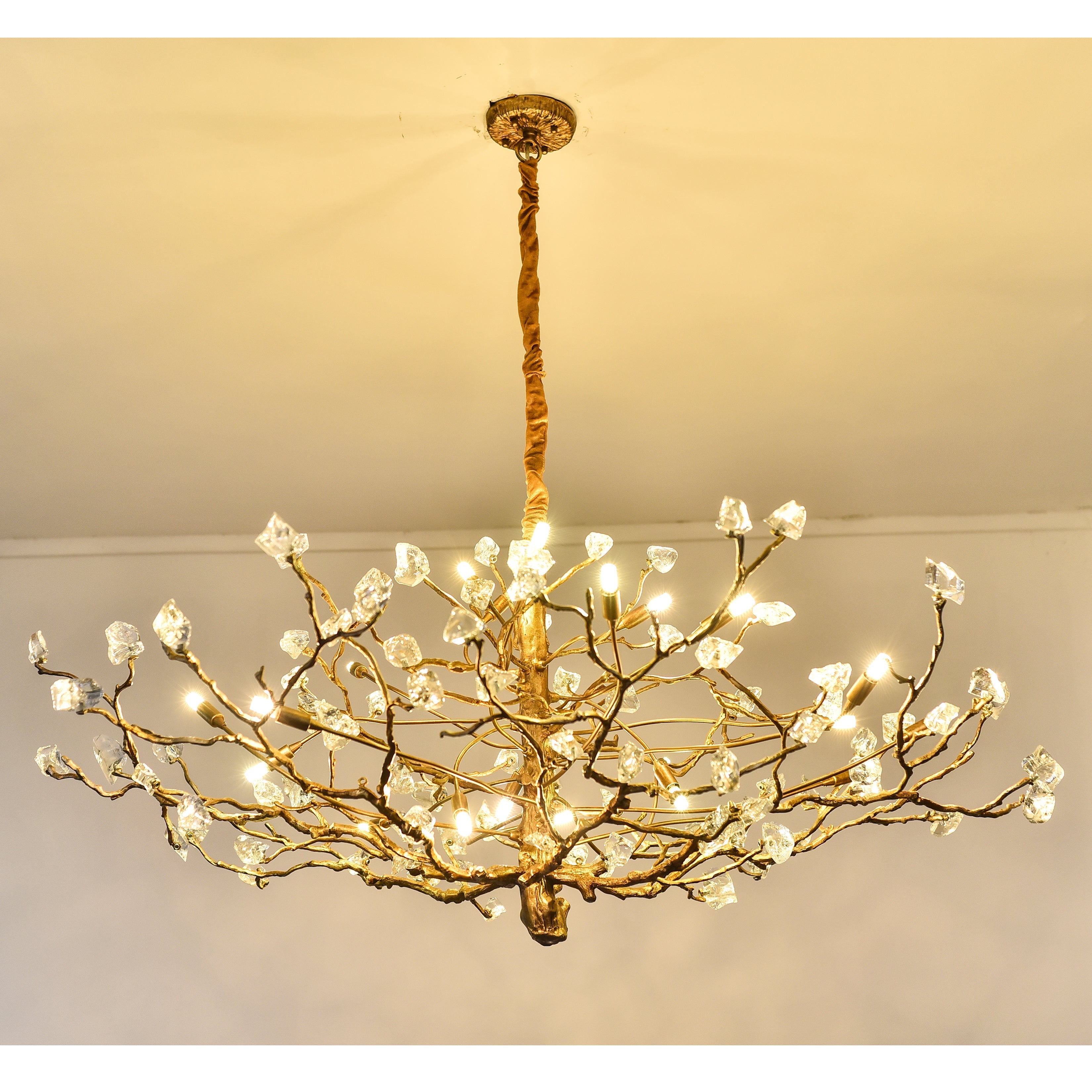 Livio Gemstone Branch Brass Round Chandelier