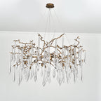 Dawn Teardrop Branch Brass Round Chandelier