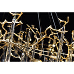 Dawn Teardrop Branch Brass Round Chandelier