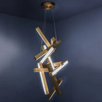 Modern Vertical Geometric Aluminum Chandelier for Staircase / foyer / high-Ceiling