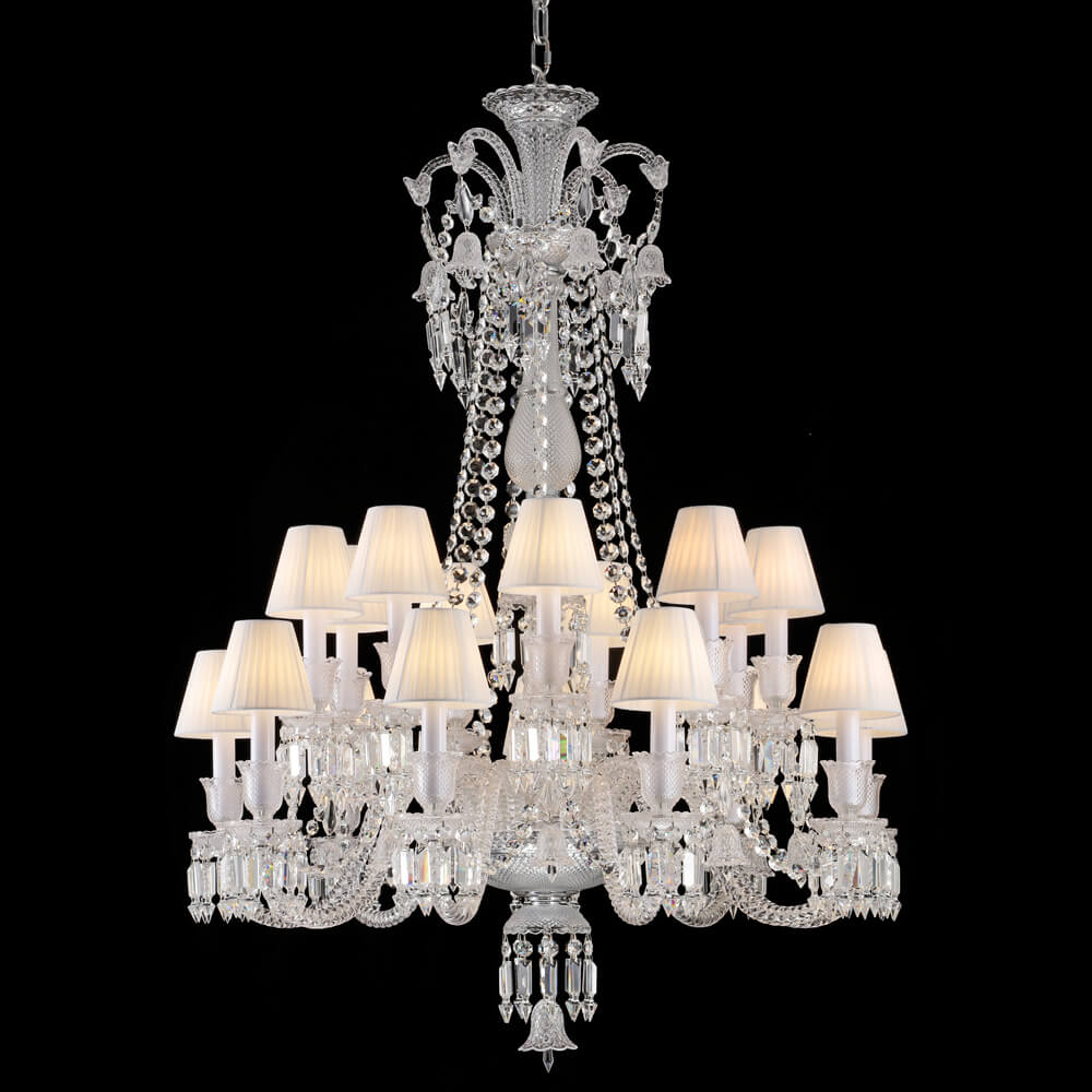 24 Lights Baccarat Chandelier with Fabric Shades