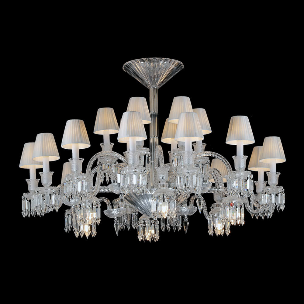 24 Lights Short Semi Flush Mount Baccarat Chandelier