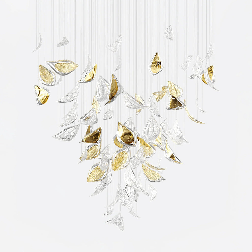 Golden Floating Leaves Chandelier