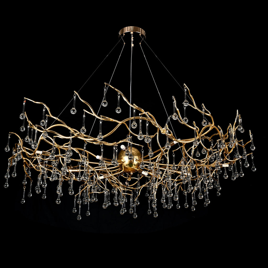 Dawn Livio Teardrop Branching Brass Round Chandelier