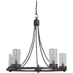 Matte Black / Chrome Farmhouse Chandeliers 5-Light Wagon Wheel North American Traditional Patio Ceiling Lights
