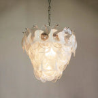 Mazzega Murano Transparent White Glasses Chandelier