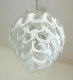 Mazzega Murano Transparent White Glasses Chandelier