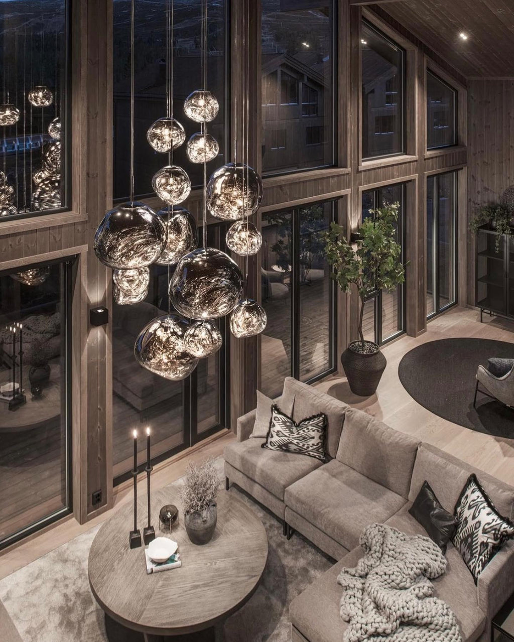 Multi Lava Round Chandelier