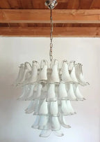 Modern Art Italian Mid-Century 5 / 6-Tier Petal Glass Chandelier with Metal Finish