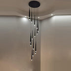 Minimalism Foyer Staircase Chandelier Ceiling Pendant Lighting for Living Room Entryway in Gold / Black Finish