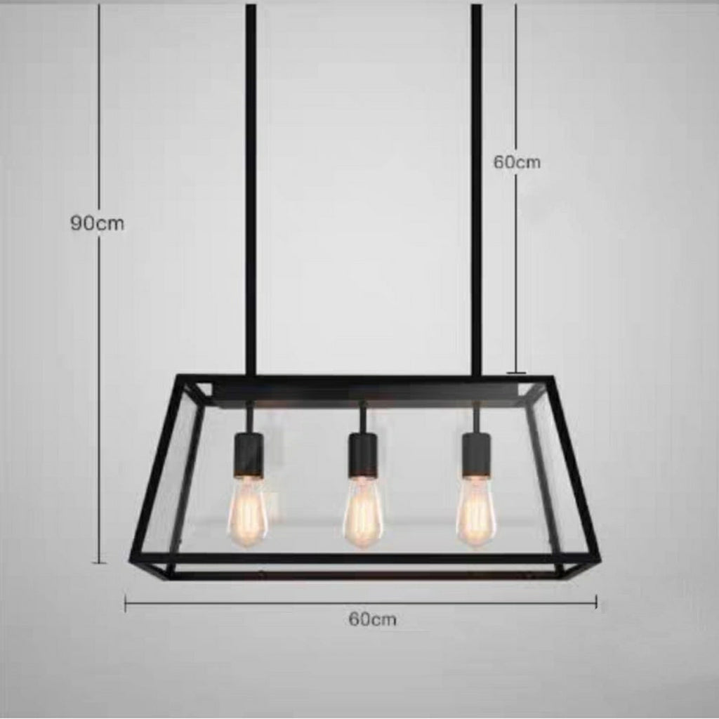 Modern Black Cage Style Glass Lamp Shade Pendant Light Farmhouse 1 / 3 / 4 Lights Chandelier for Long Dining