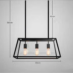 Modern Black Cage Style Glass Lamp Shade Pendant Light Farmhouse 1 / 3 / 4 Lights Chandelier for Long Dining