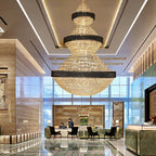 Modern Black Iron Crystal Chandelier for Foyer Staircase Luxurious Design Ceiling Light