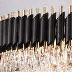 Modern Black Iron Crystal Chandelier for Foyer Staircase Luxurious Design Ceiling Light