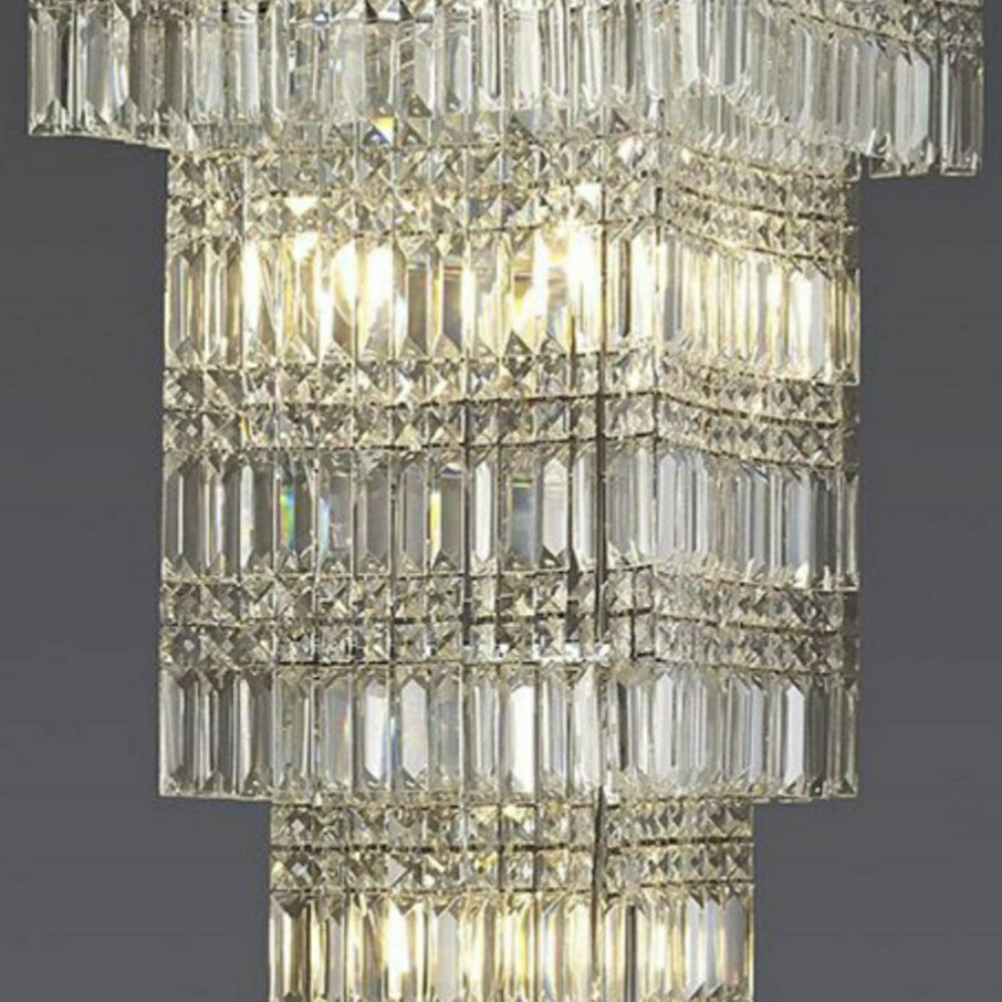 Extra Large Foyer Vertical Layers K9 Crystal Chandelier Chrome Ceiling Lighting for Staircase Entryway Decor
