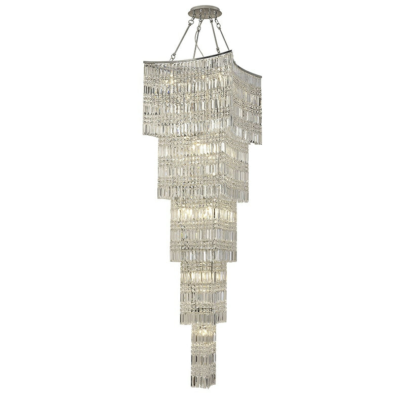 Extra Large Foyer Vertical Layers K9 Crystal Chandelier Chrome Ceiling Lighting for Staircase Entryway Decor