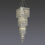 Extra Large Foyer Vertical Layers K9 Crystal Chandelier Chrome Ceiling Lighting for Staircase Entryway Decor