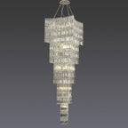 Extra Large Foyer Vertical Layers K9 Crystal Chandelier Chrome Ceiling Lighting for Staircase Entryway Decor