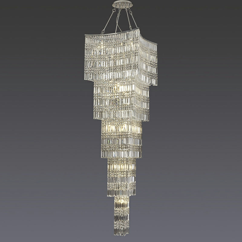Extra Large Foyer Vertical Layers K9 Crystal Chandelier Chrome Ceiling Lighting for Staircase Entryway Decor