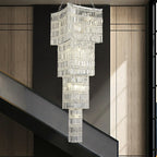 Extra Large Foyer Vertical Layers K9 Crystal Chandelier Chrome Ceiling Lighting for Staircase Entryway Decor