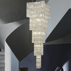 Extra Large Foyer Vertical Layers K9 Crystal Chandelier Chrome Ceiling Lighting for Staircase Entryway Decor