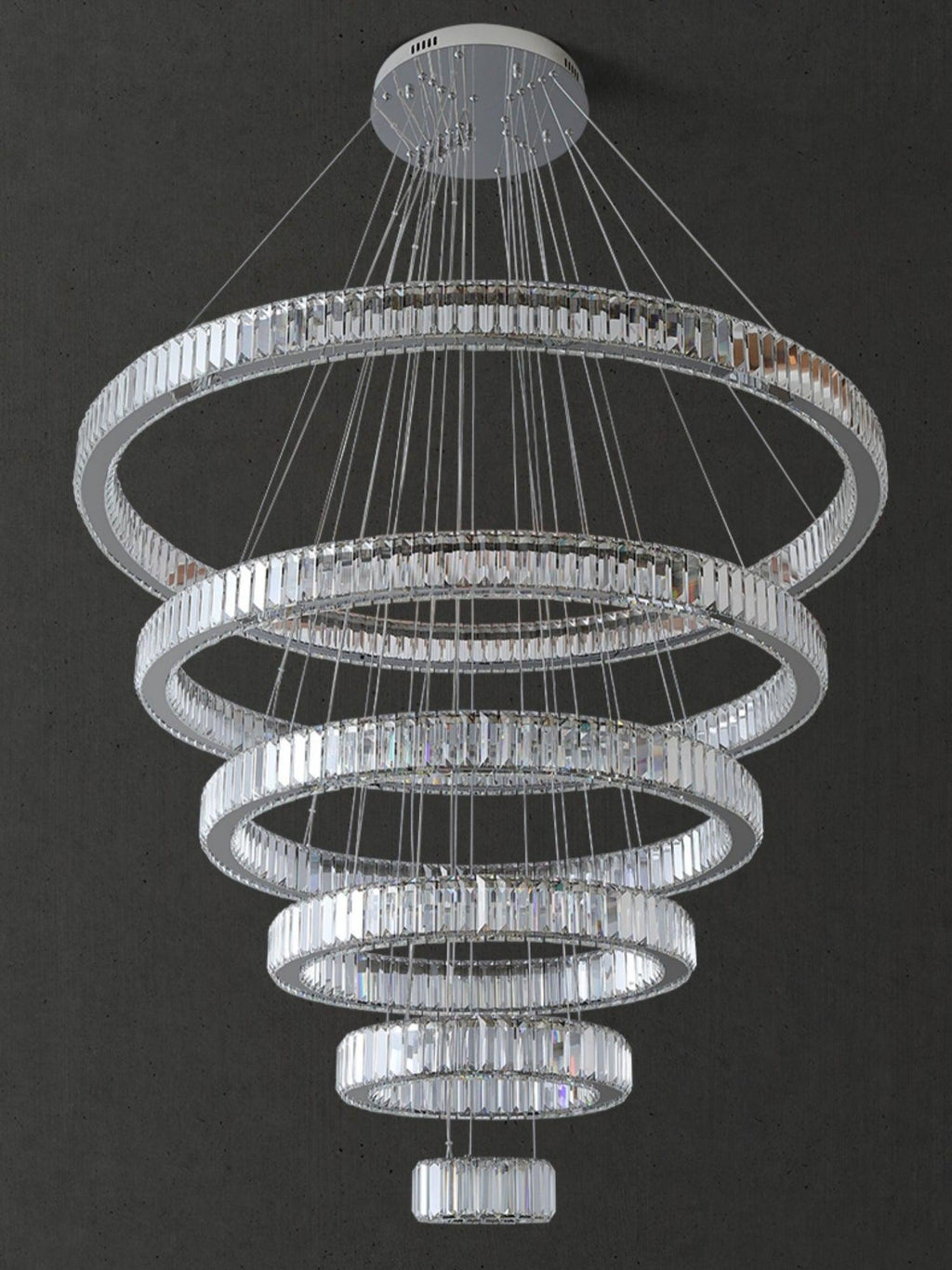 Modern Front Entryway Chandelier 3 / 4 / 5 / 6 / 7 Rings Crystal Gold / Chrome Finish Ceiling Lamp