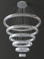 Modern Front Entryway Chandelier 3 / 4 / 5 / 6 / 7 Rings Crystal Gold / Chrome Finish Ceiling Lamp