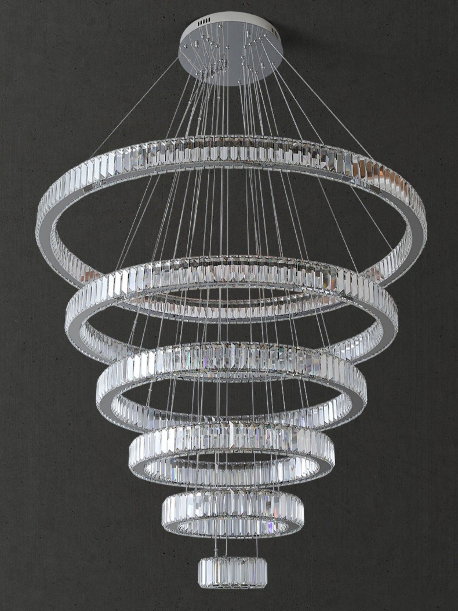 Modern Front Entryway Chandelier 3 / 4 / 5 / 6 / 7 Rings Crystal Gold / Chrome Finish Ceiling Lamp