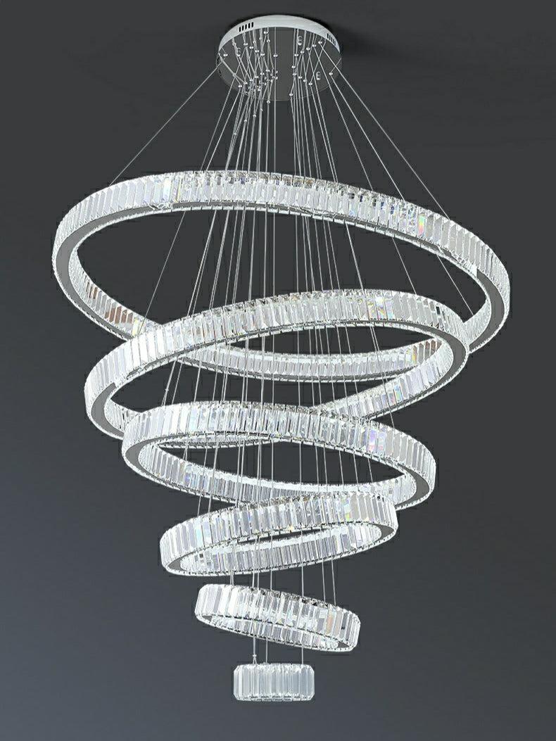 Modern Front Entryway Chandelier 3 / 4 / 5 / 6 / 7 Rings Crystal Gold / Chrome Finish Ceiling Lamp