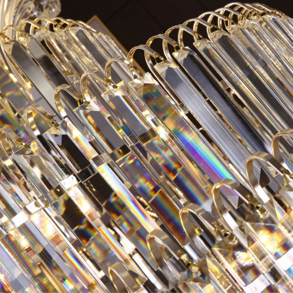 Golden Era Grand Cascade Clear Crystal Chandelier for High-Ceiling