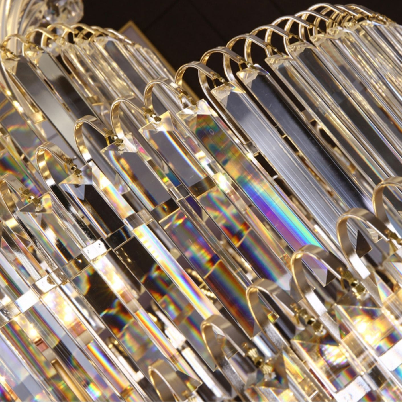 Golden Era Grand Cascade Clear Crystal Chandelier for High-Ceiling