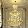 Golden Era Grand Cascade Clear Crystal Chandelier for High-Ceiling