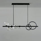 Modern Kitchen Island Glass Globe Ceiling Lighting Black Pendant Chandelier for Long Dining Table