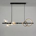 Modern Kitchen Island Glass Globe Ceiling Lighting Black Pendant Chandelier for Long Dining Table