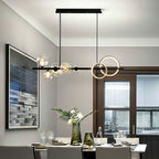 Modern Kitchen Island Glass Globe Ceiling Lighting Black Pendant Chandelier for Long Dining Table