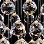 Modern Chrome Rectangle Dining Table Ceiling Chandelier Wave Crystal Ball Drops Hanging Pendant Light