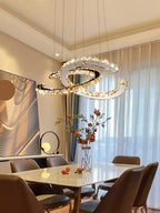 Modern Crystal Double C Chandelier with Chrome Finish and K9 Crystal for Dining, Living, Bedroom