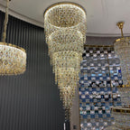 Modern Round 5-Layer Crystal Tassel Chandelier for Villa / staircase / foyer / living Room