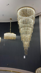 Modern Round 5-Layer Crystal Tassel Chandelier for Villa / staircase / foyer / living Room