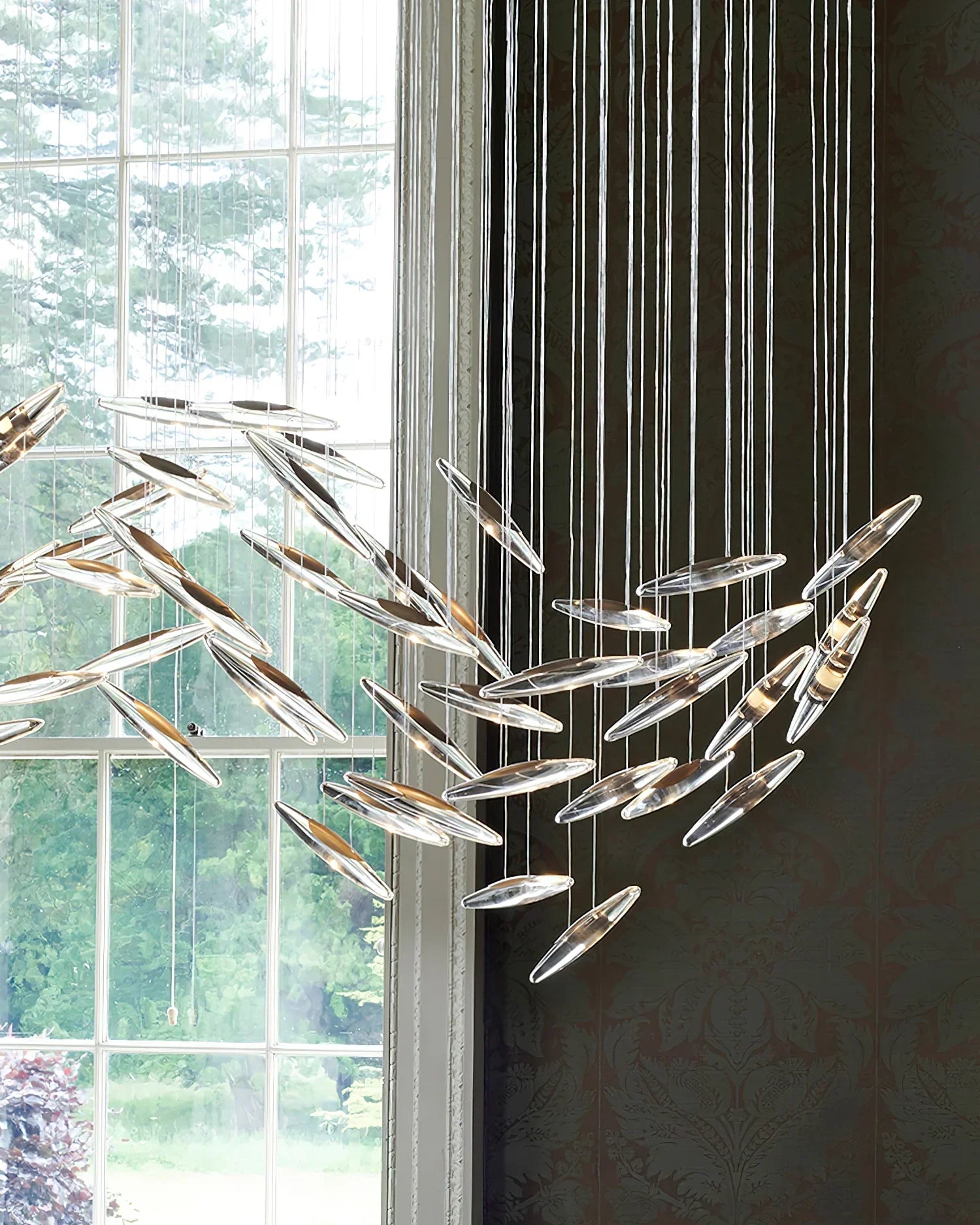 Modern Crystal Whispers LED Floating Light Artistic Chandelier for Hall