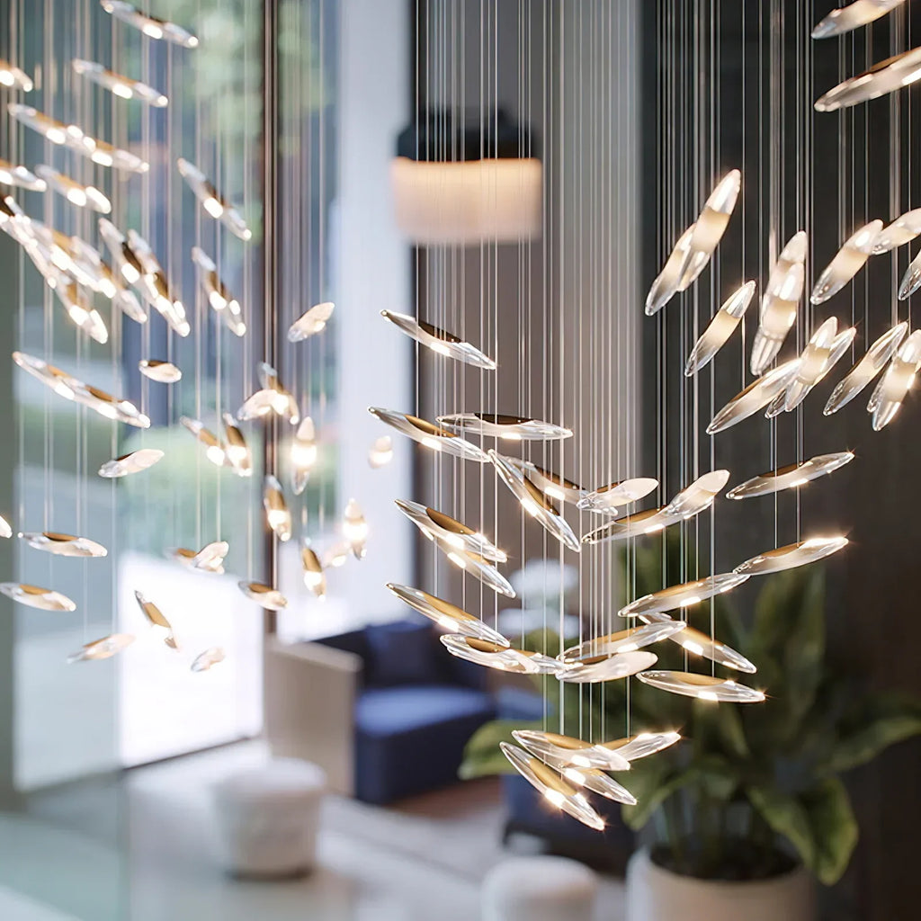 Modern Crystal Whispers LED Floating Light Artistic Chandelier for Hall