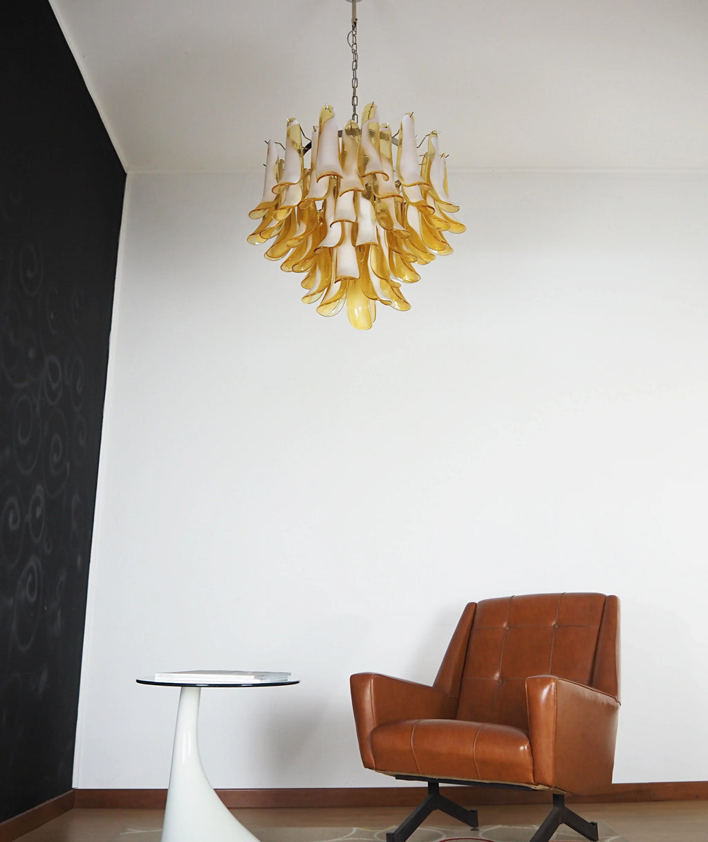 Vintage Caramels Glass Murano Petals Chandelier
