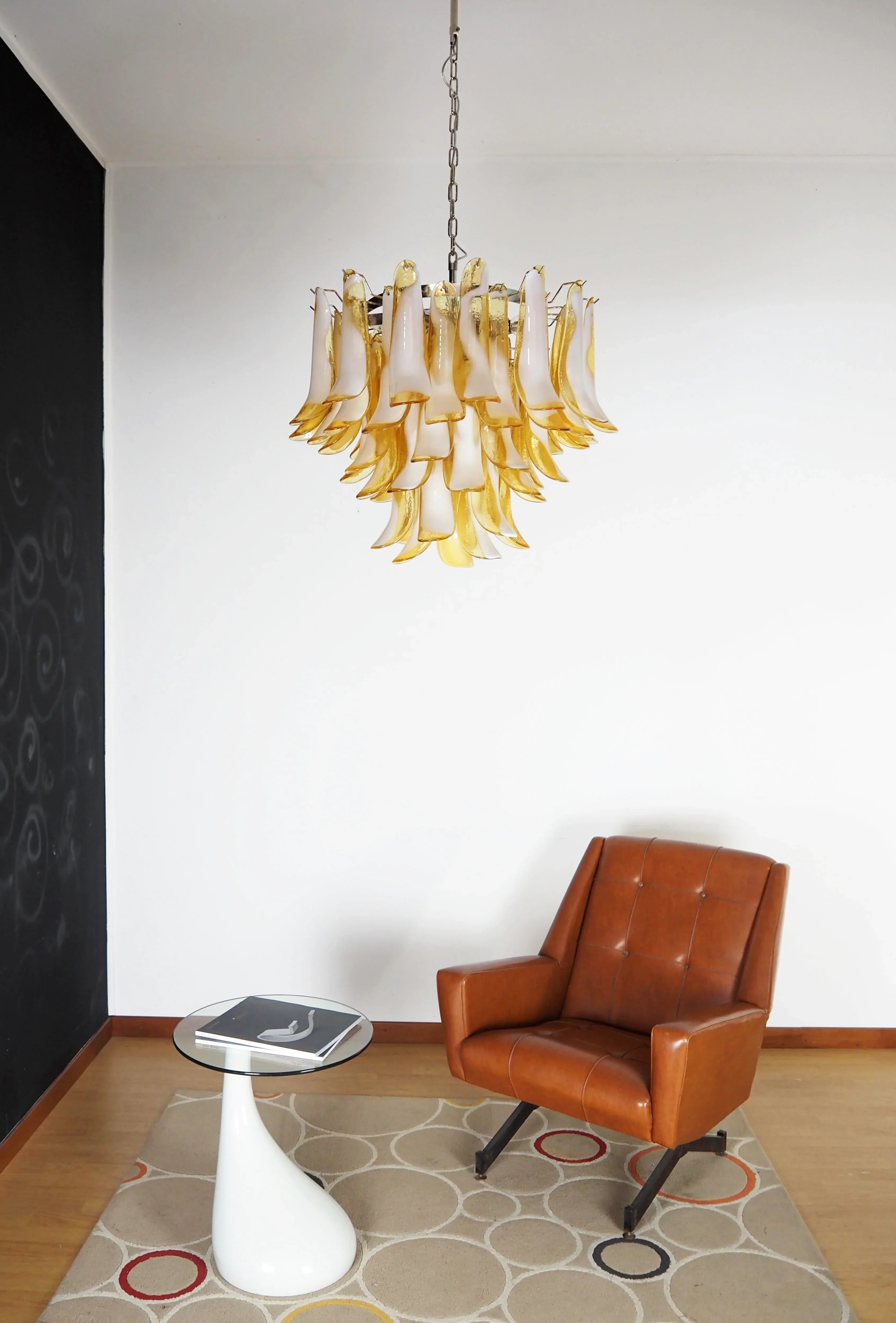 Vintage Caramels Glass Murano Petals Chandelier