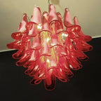 Vintage Red Glass Murano Petals Chandelier