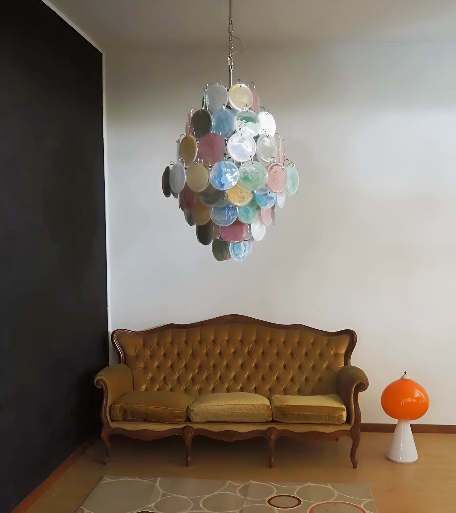 Huge Vintage Murano Multicolored Disks Chandelier