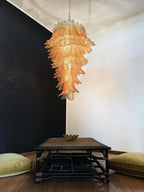Murano Amber Felch Spiral Chandelier