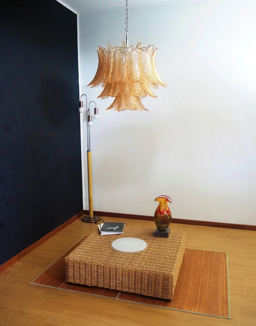 Murano Amber Ferns Glass Chandelier