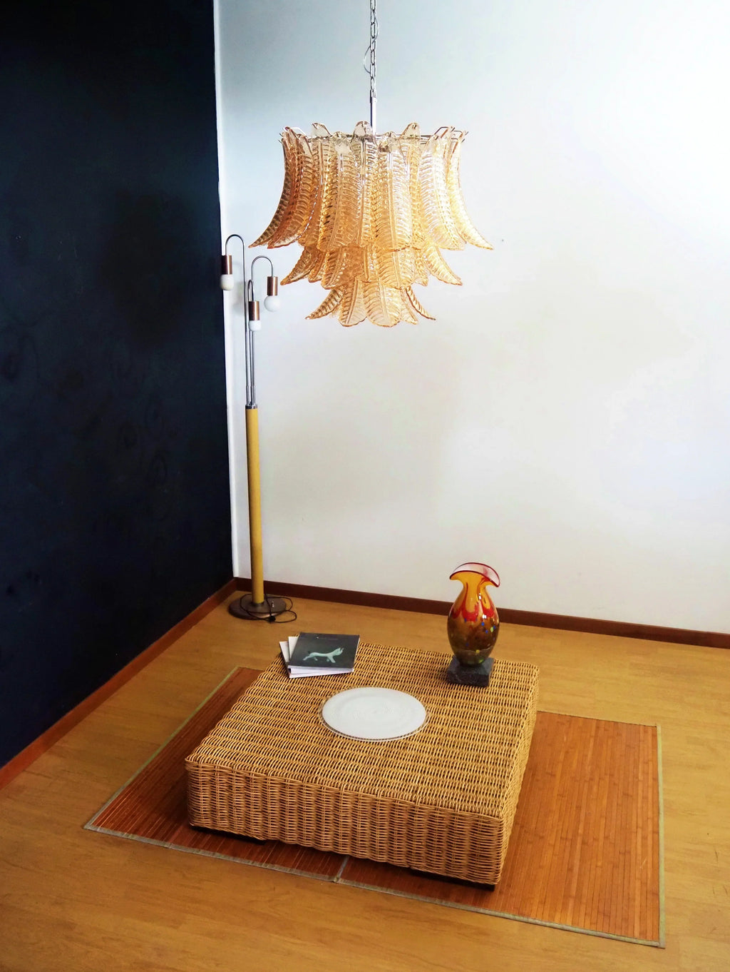 Murano Amber Ferns Glass Chandelier
