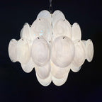 Murano Glass White Disks Chandelier 36